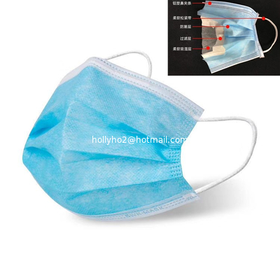 Mascareta facial descartável de proteção pessoal Flat Ear Loop 3 Ply fornecedor